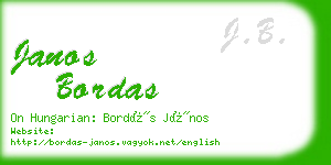 janos bordas business card